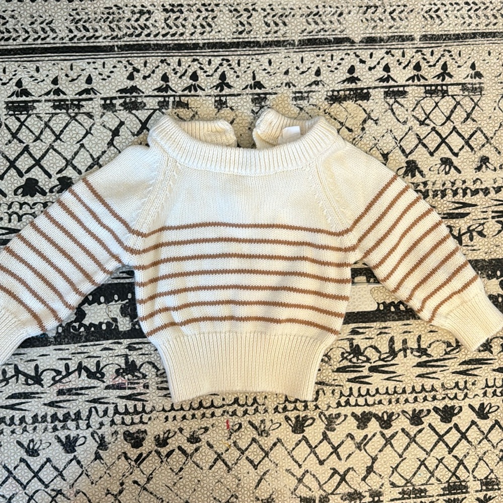 Jamie Kay stripped light brown and Cream Sweater 0-3M